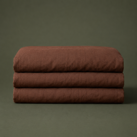 Close view of the deep brown linen