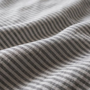 Deep charcoal striped washed linen bedding set, third product photograph