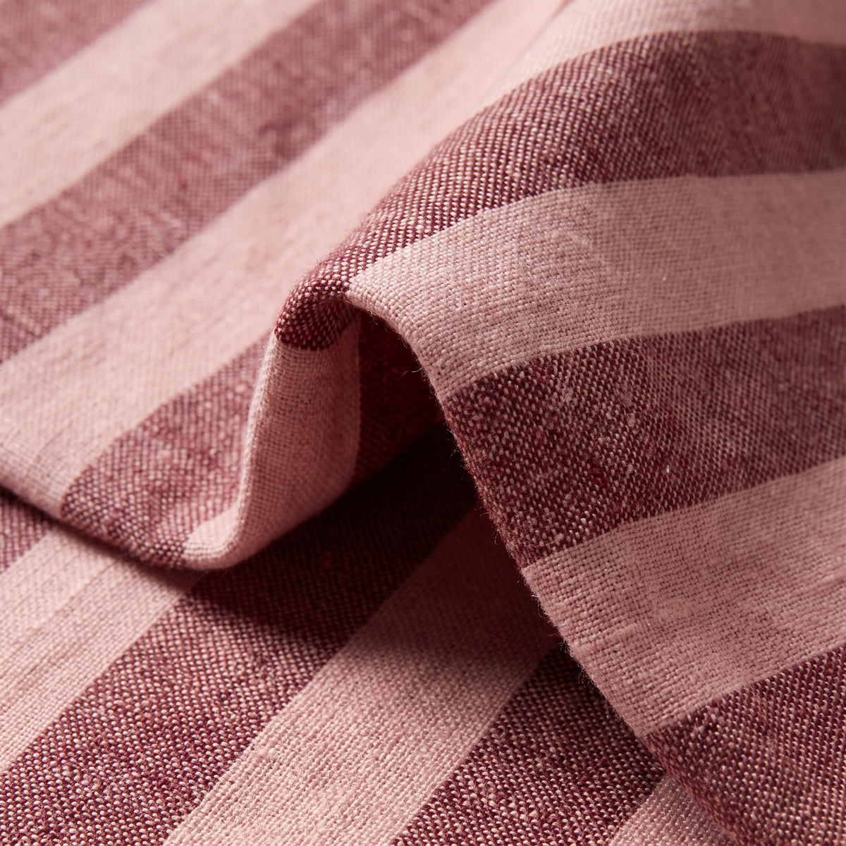 Dusty terracotta striped washed linen bedding set, second product photograph
