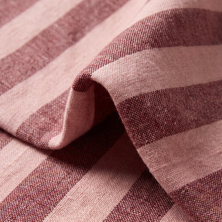 Dusty terracotta striped washed linen bedding set, second product photograph